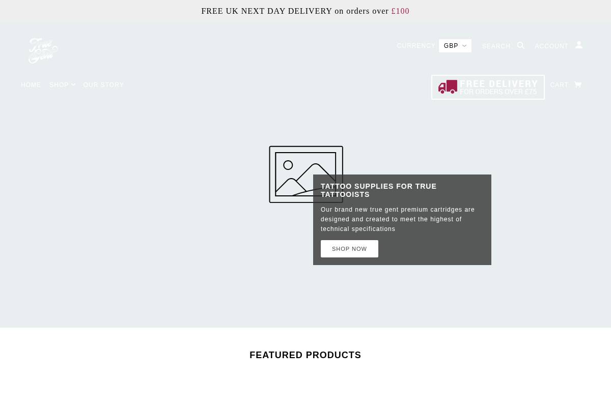 truegenttattoosupplies.com homepage screenshot