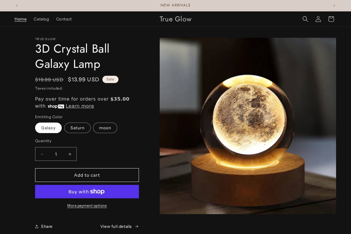 trueglowstore.com homepage screenshot