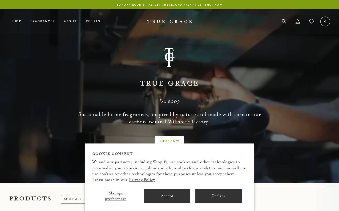 Truegrace homepage screenshot