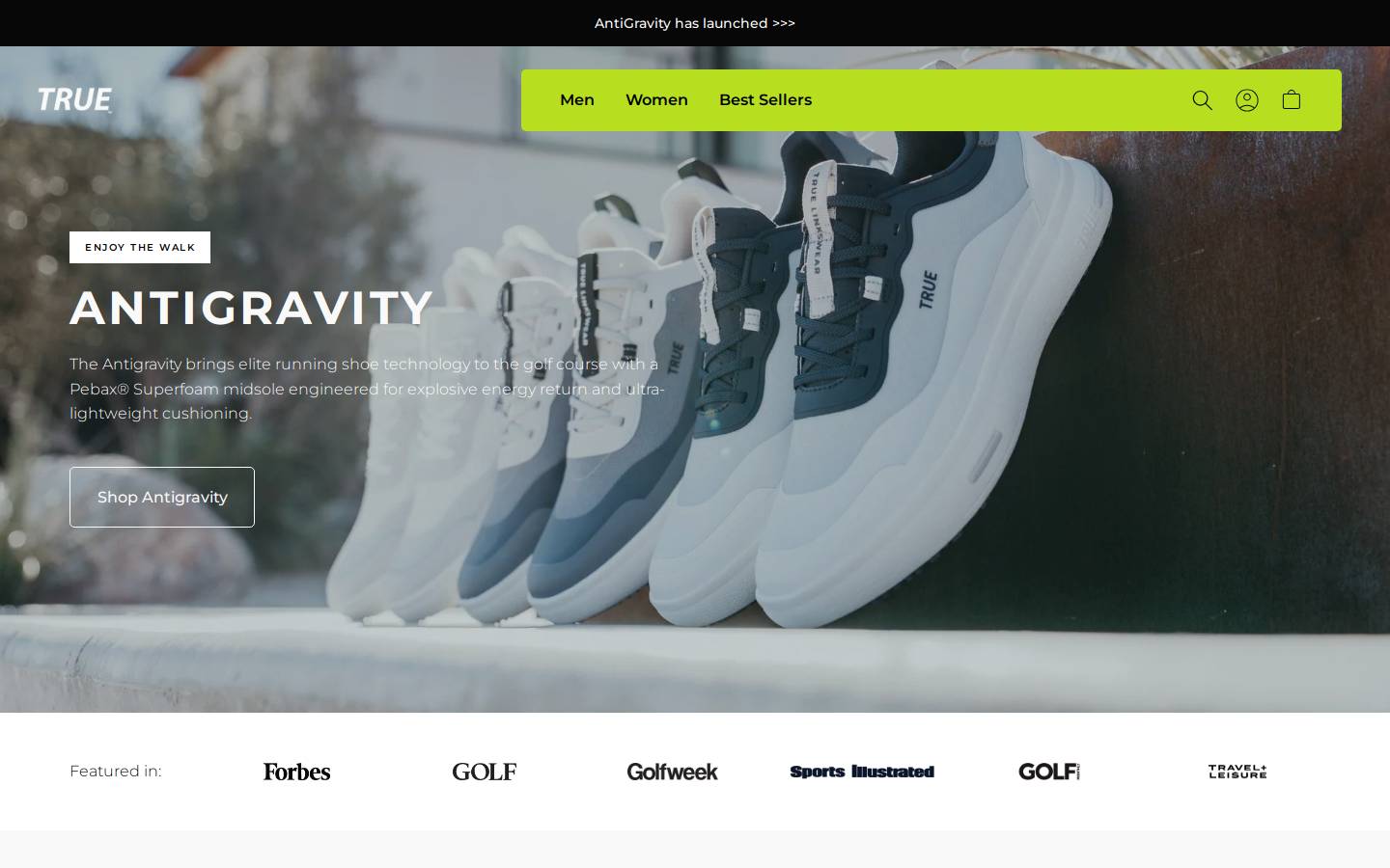 True Linkswear homepage screenshot