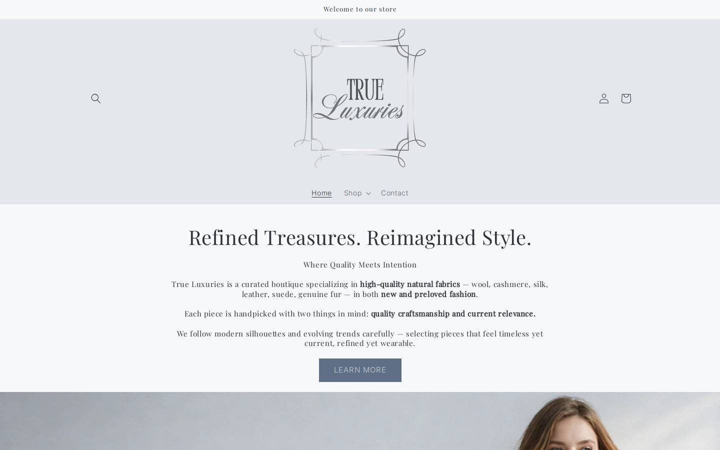 trueluxuries.shop homepage screenshot