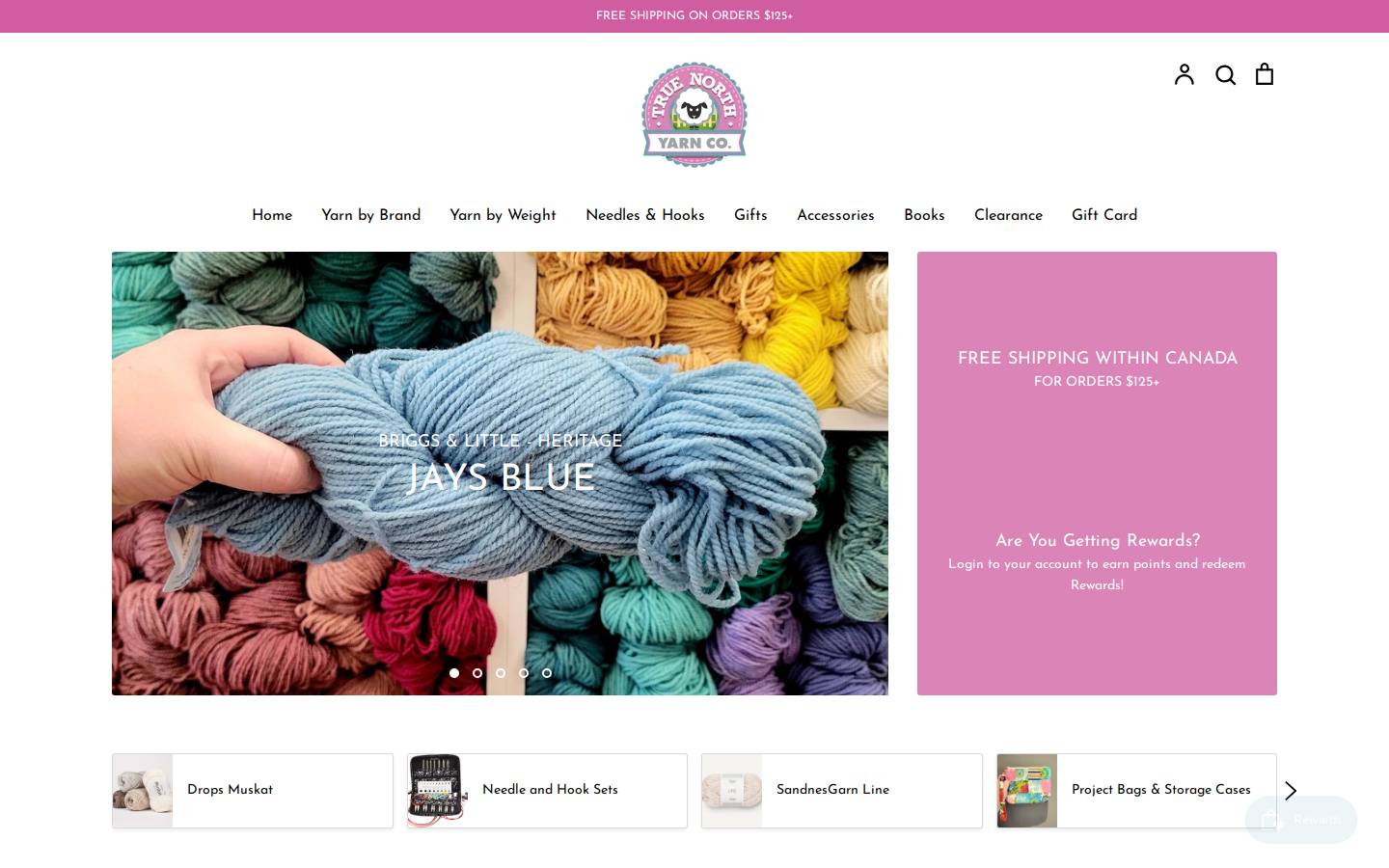 truenorthyarn.com homepage screenshot