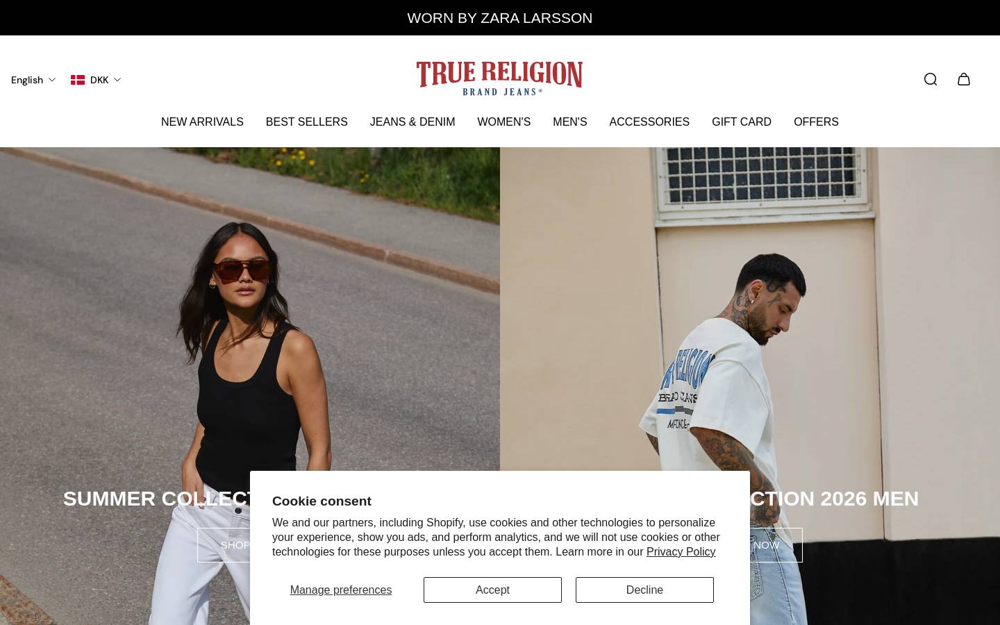 Truereligion homepage screenshot