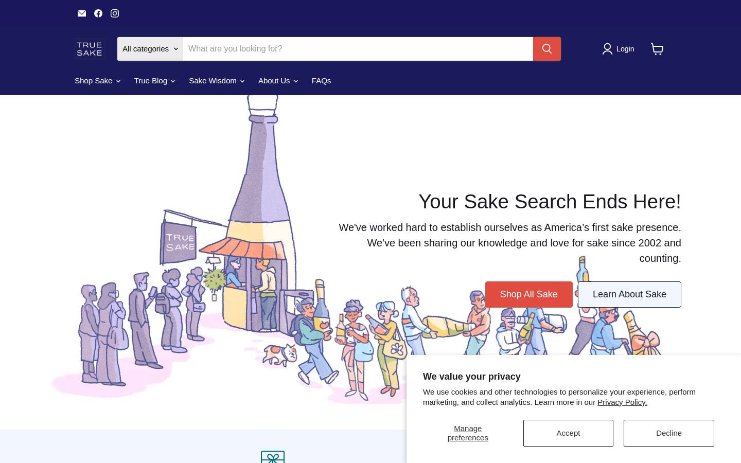 truesake.com homepage screenshot
