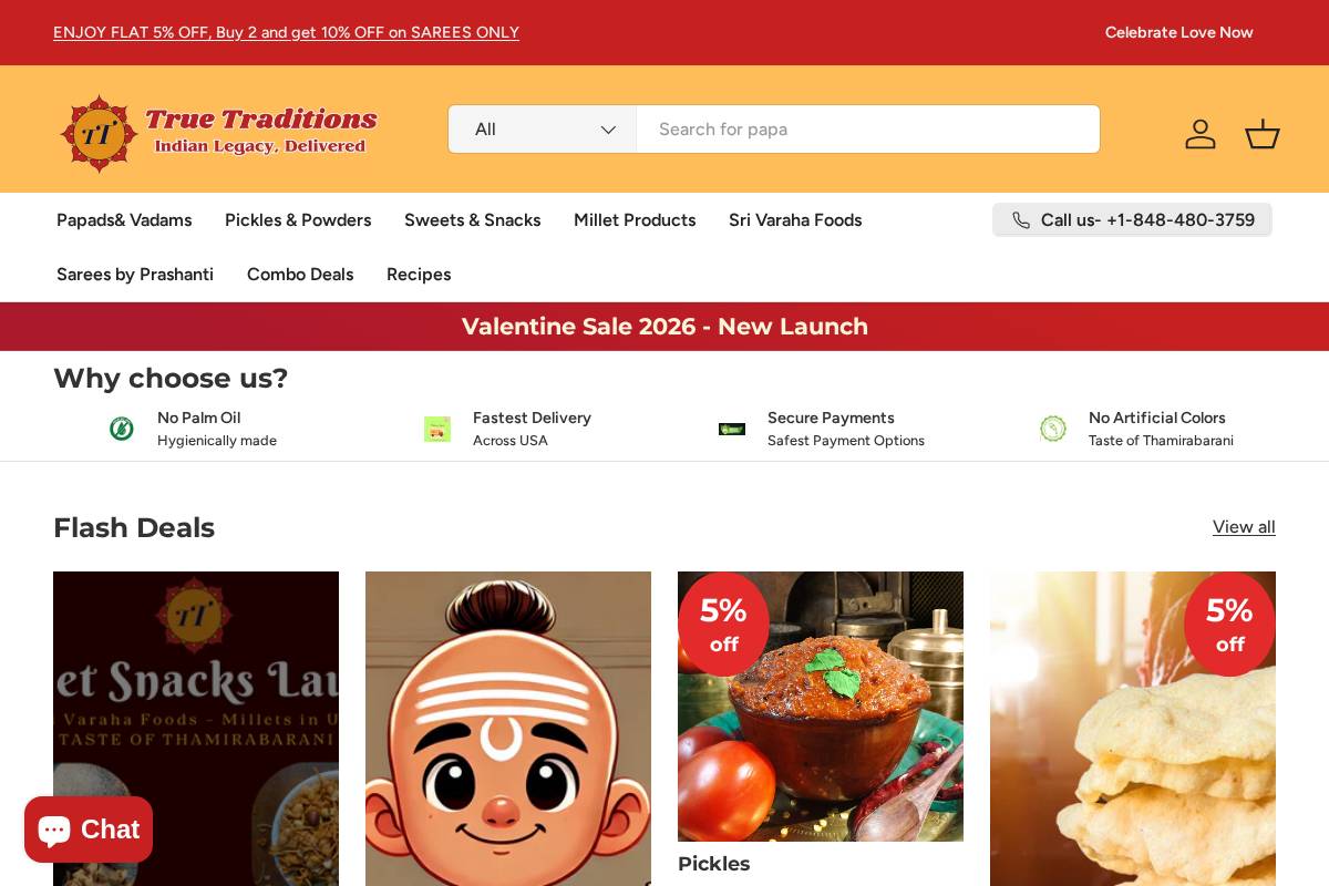 True Traditions homepage screenshot