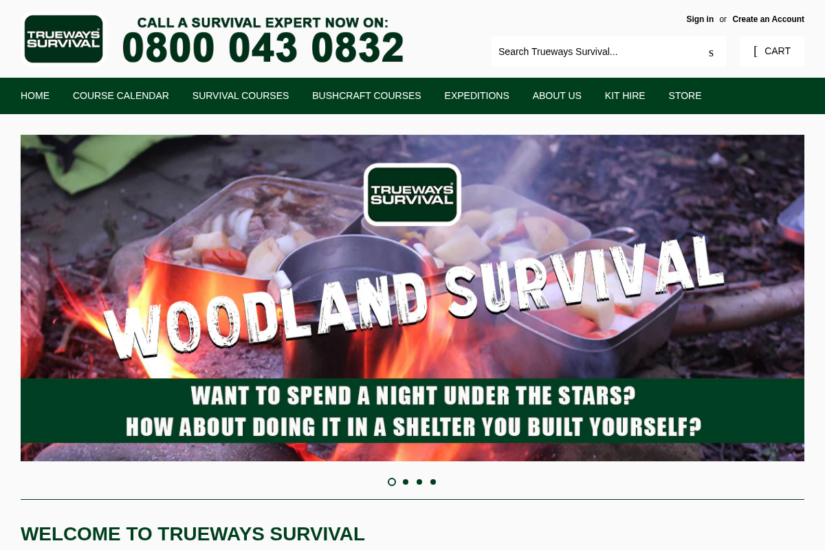 Truewayssurvival homepage screenshot