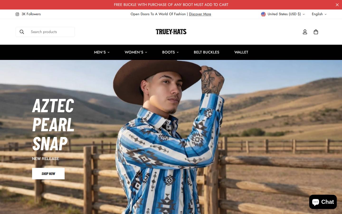trueyhats.com homepage screenshot