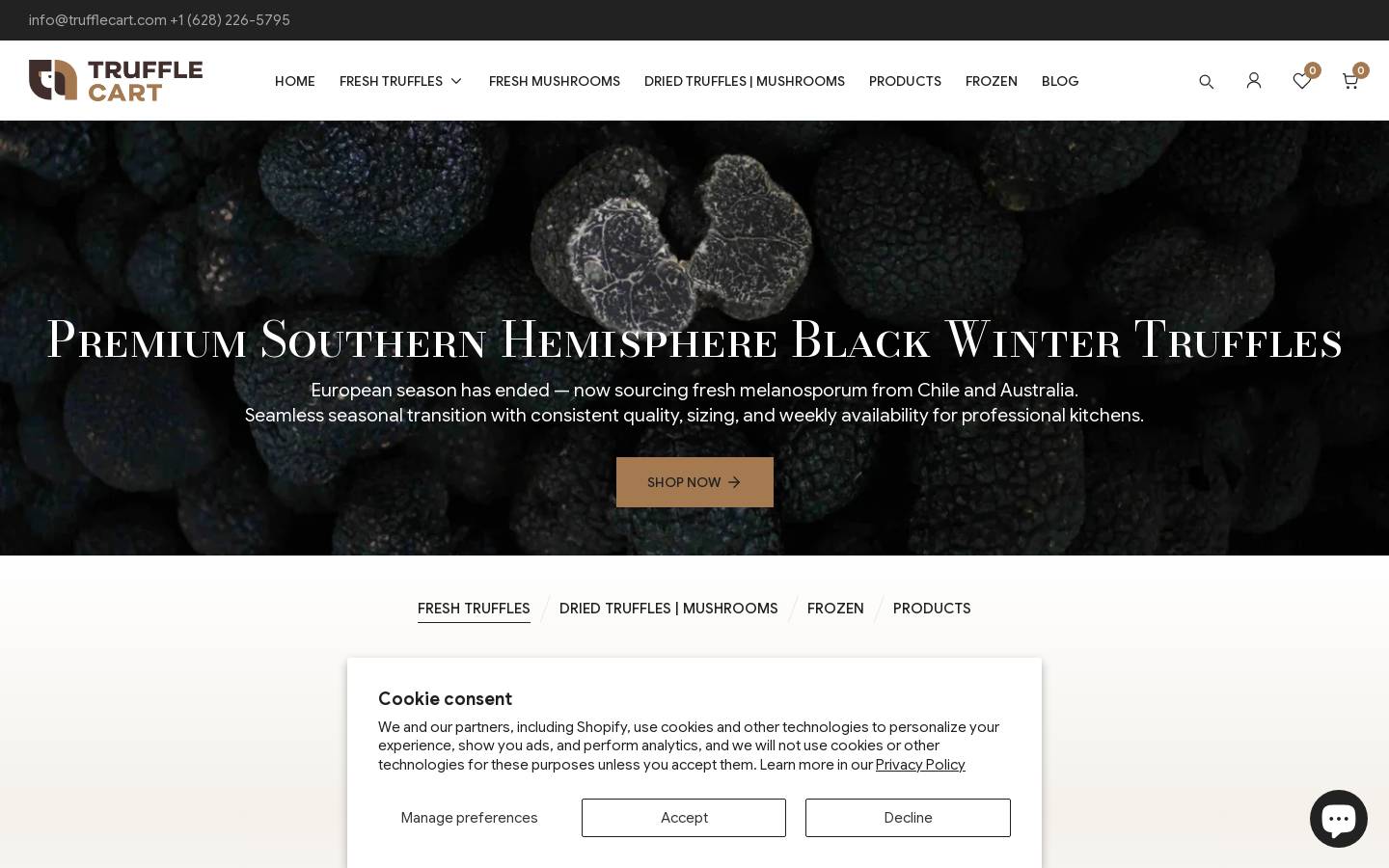 trufflecart.com homepage screenshot