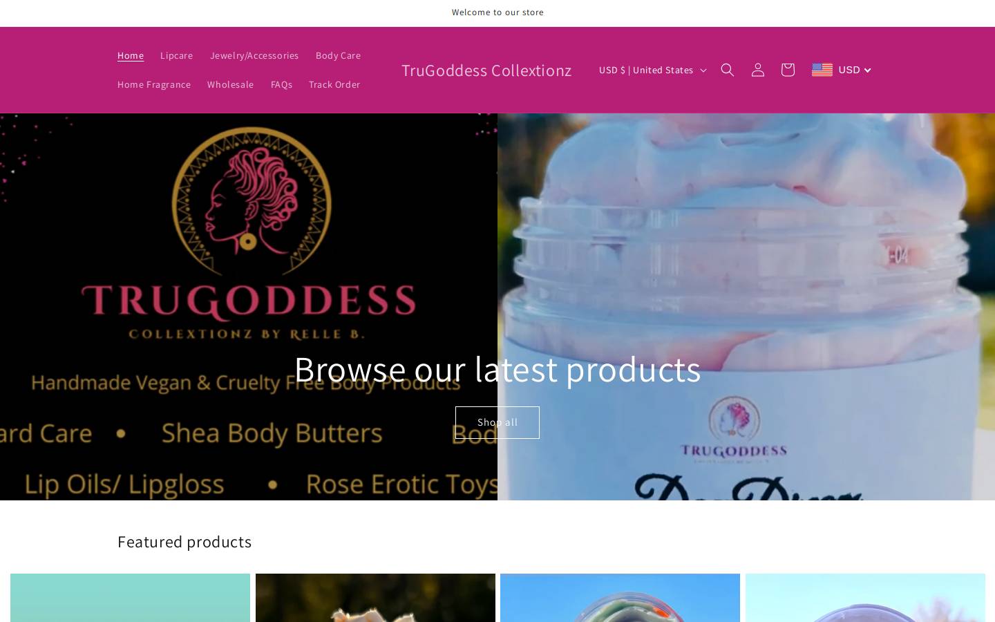 trugoddesscollextionz.com homepage screenshot
