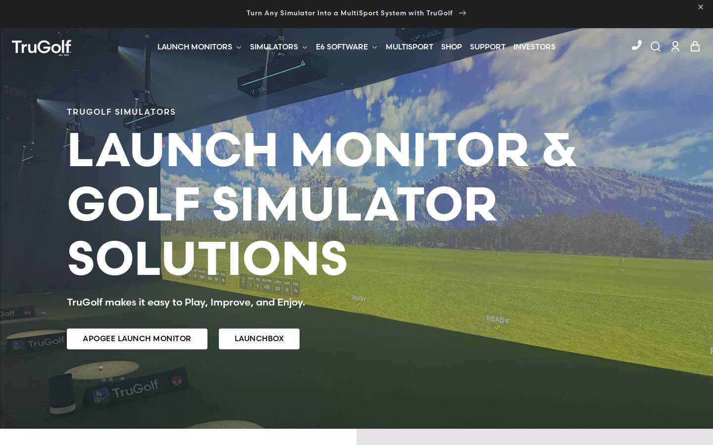 TruGolf homepage screenshot