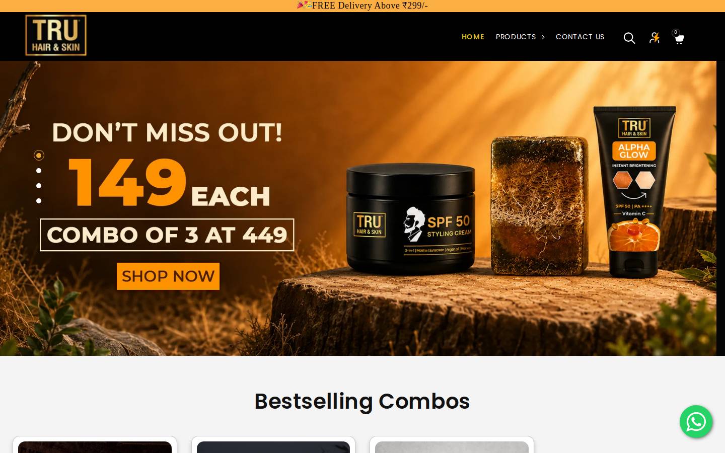 truhairandskin.com homepage screenshot