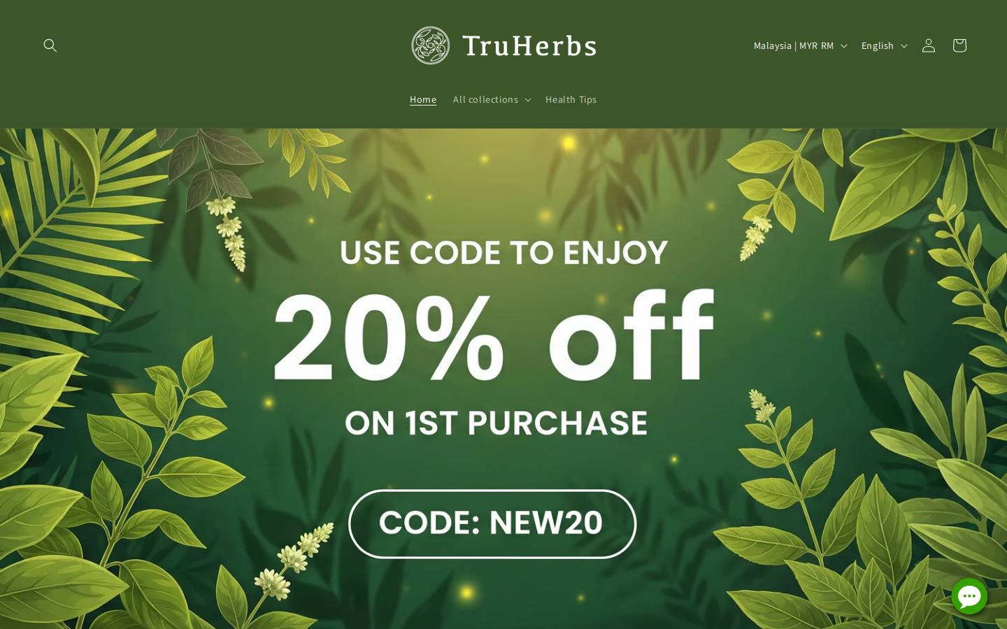 truherbs.co homepage screenshot