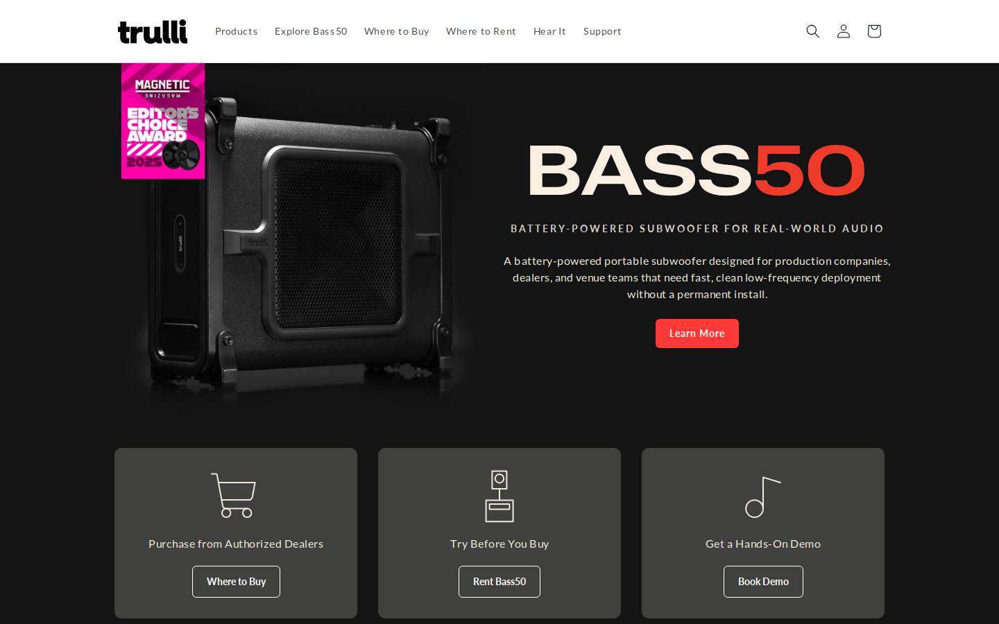 trulliaudio.com homepage screenshot