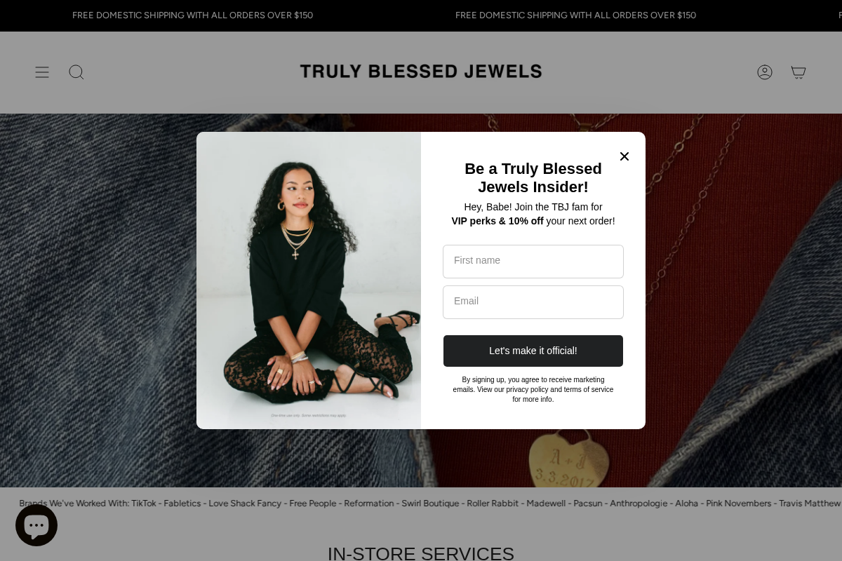 Truly Blessed Jewels homepage screenshot