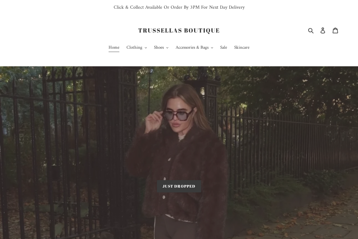 Trussellas Boutique homepage screenshot