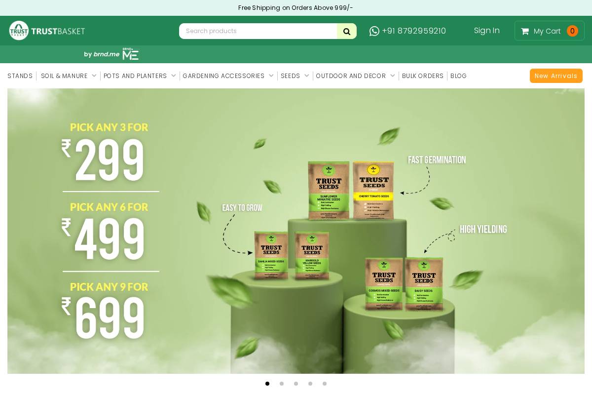 Trustbasket homepage screenshot