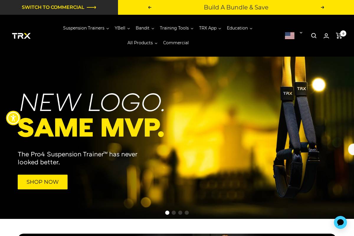TRX Training homepage screenshot