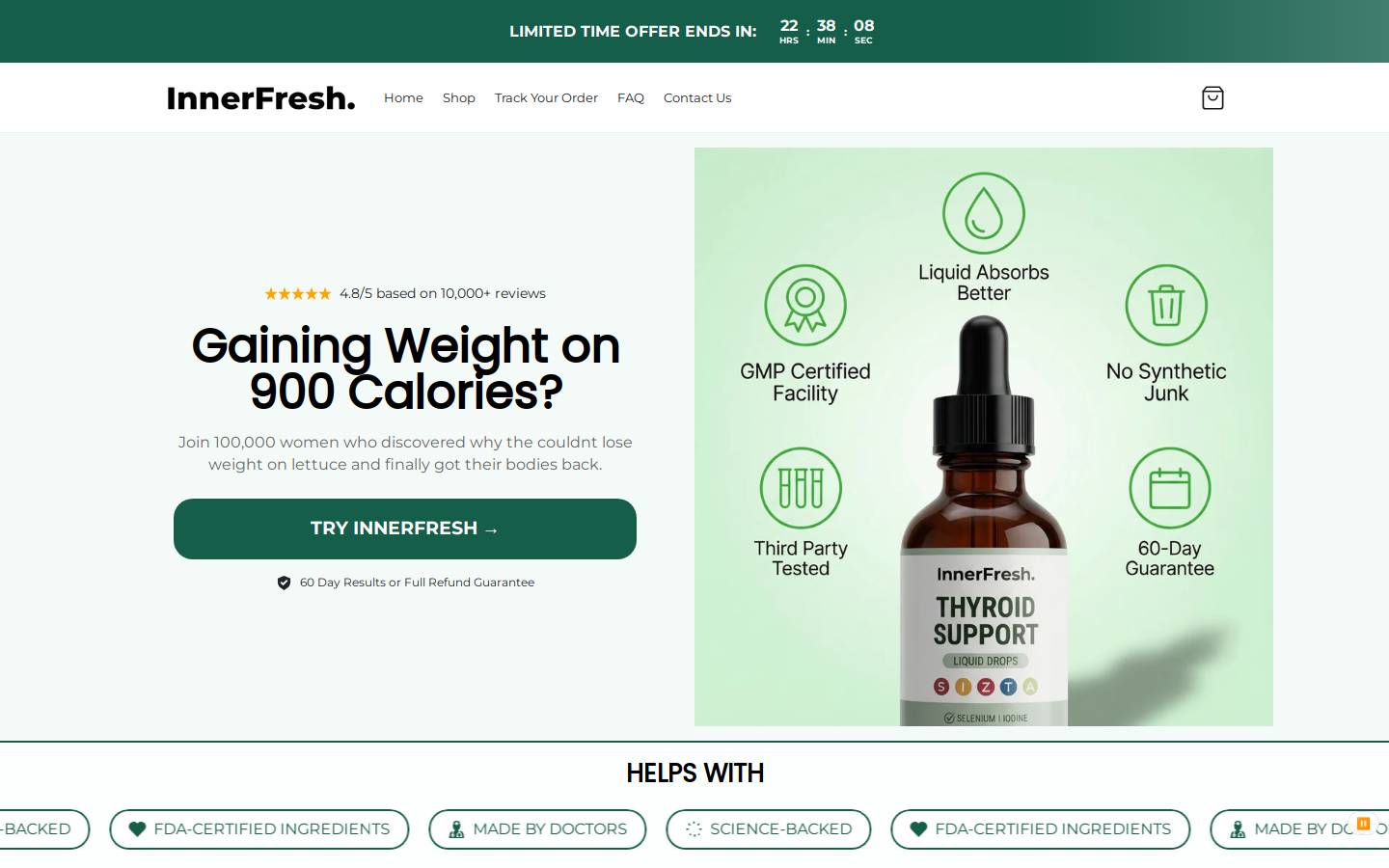 Try Innerfresh homepage screenshot