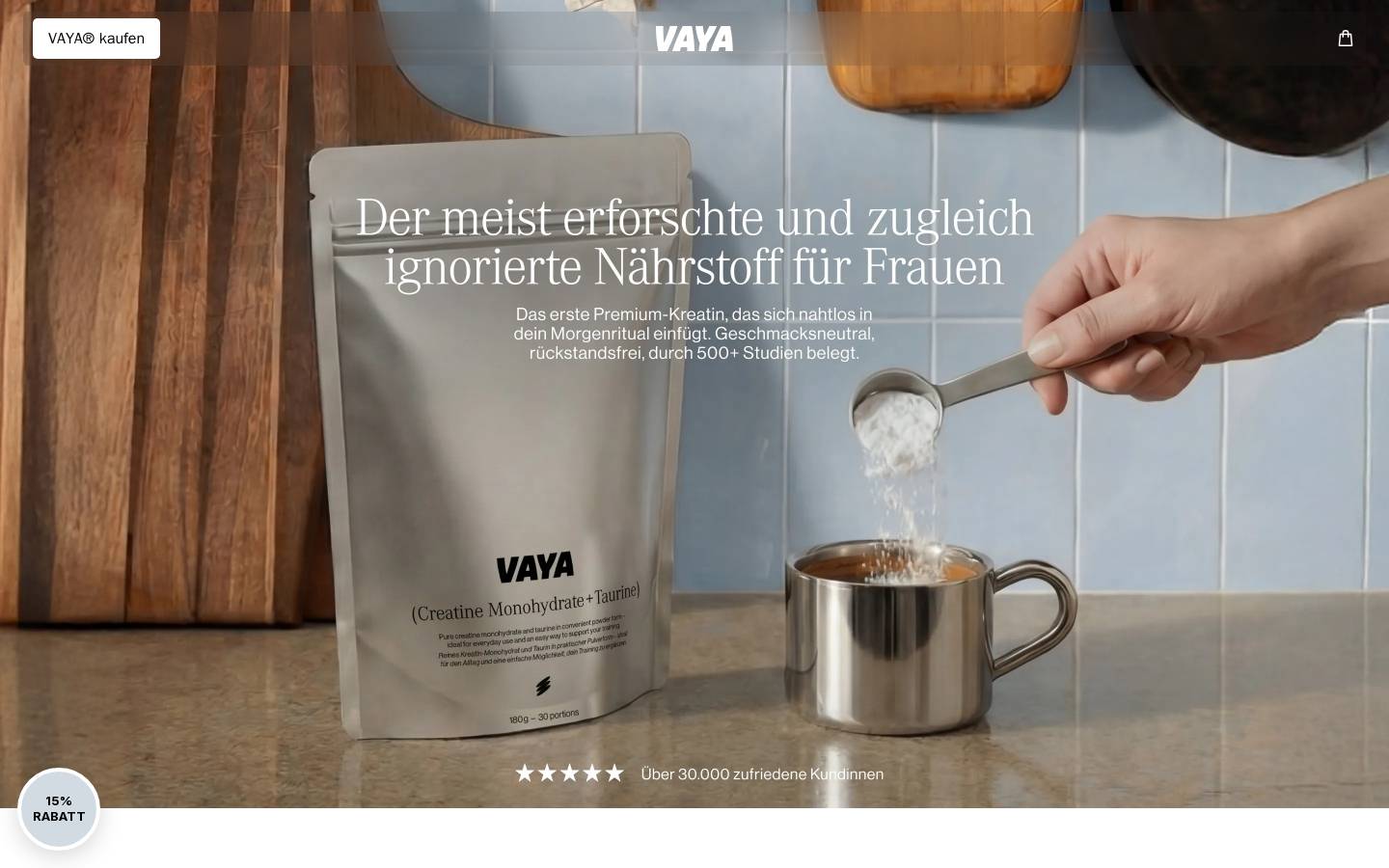 Vaya homepage screenshot