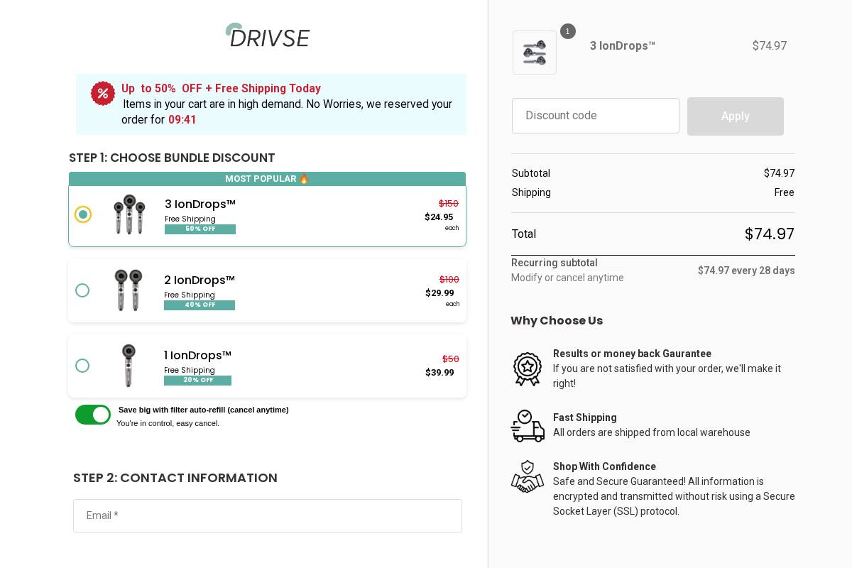 Try Mydrivse homepage screenshot