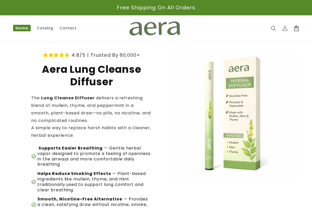 Aera homepage screenshot