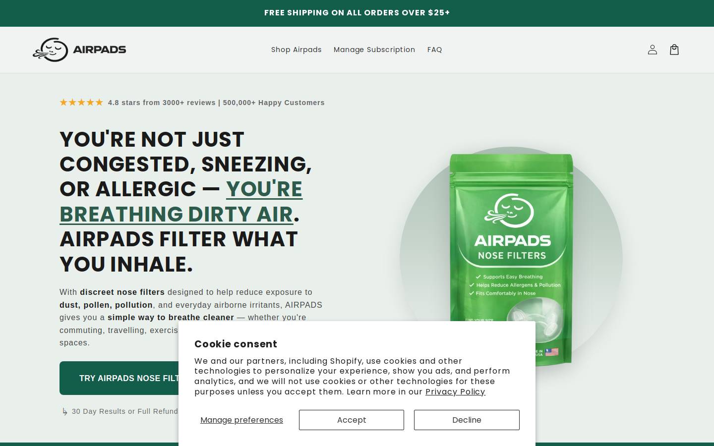 tryairpads.com homepage screenshot
