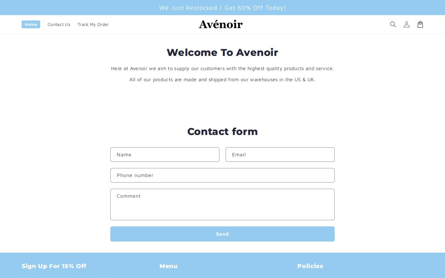 tryavenoir.com homepage screenshot