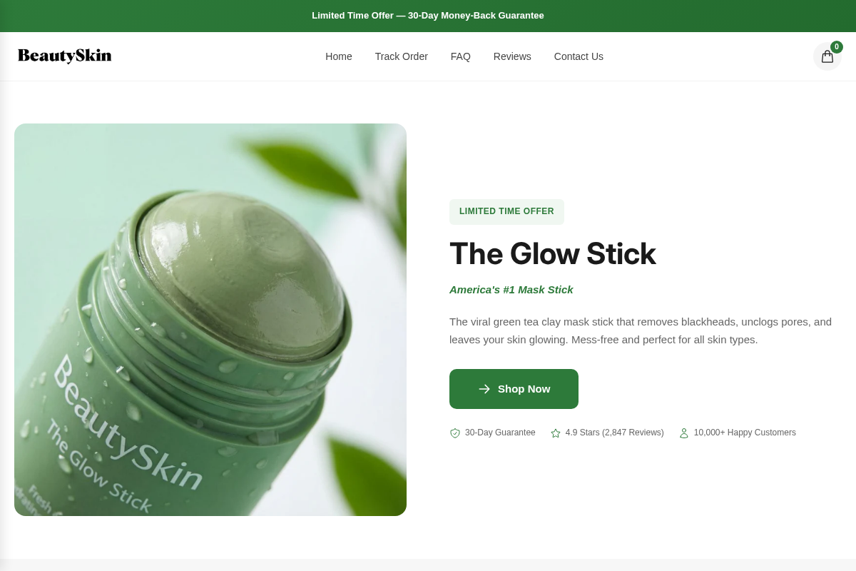 Beauty Skin homepage screenshot