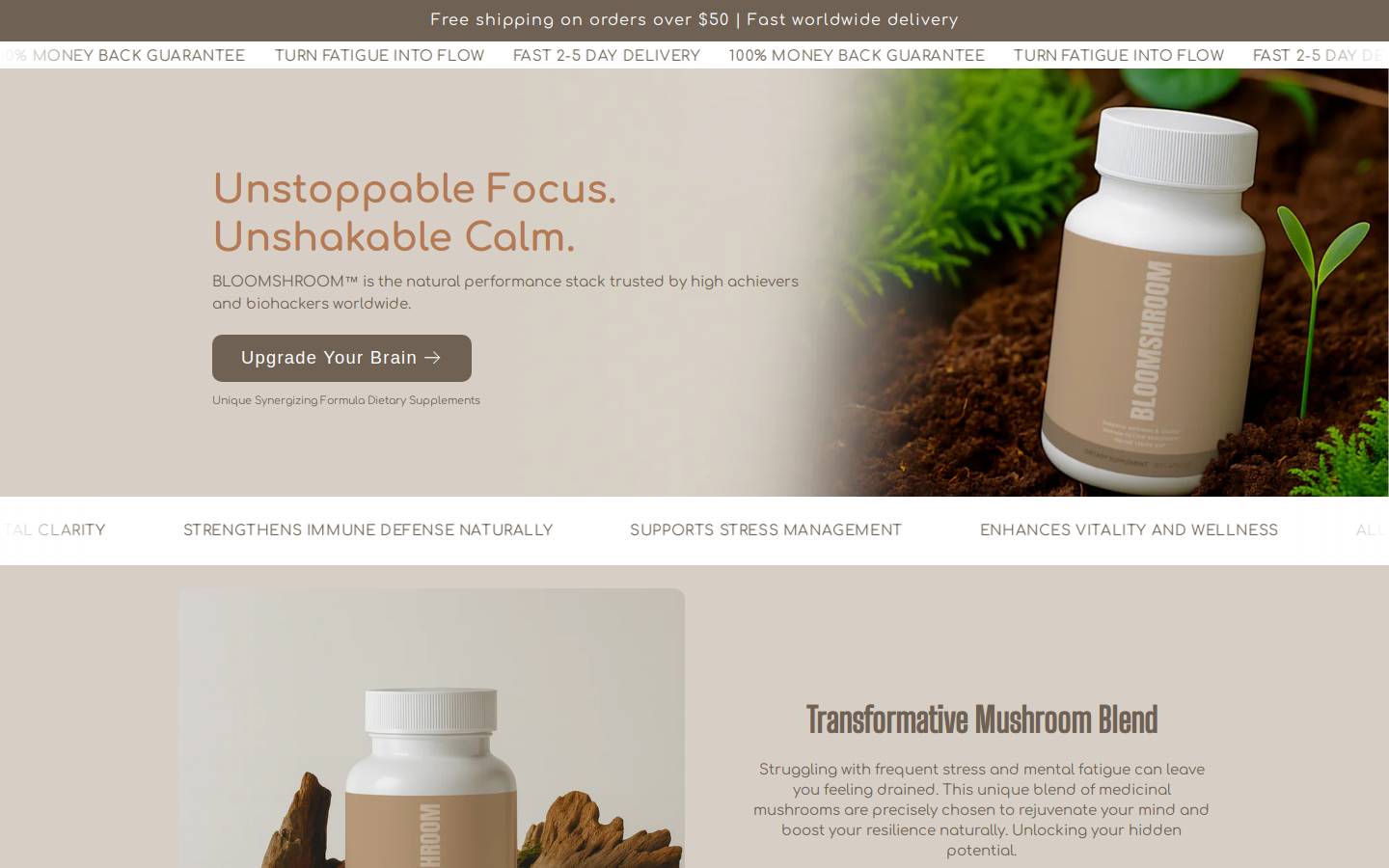 trybloomshroom.com homepage screenshot