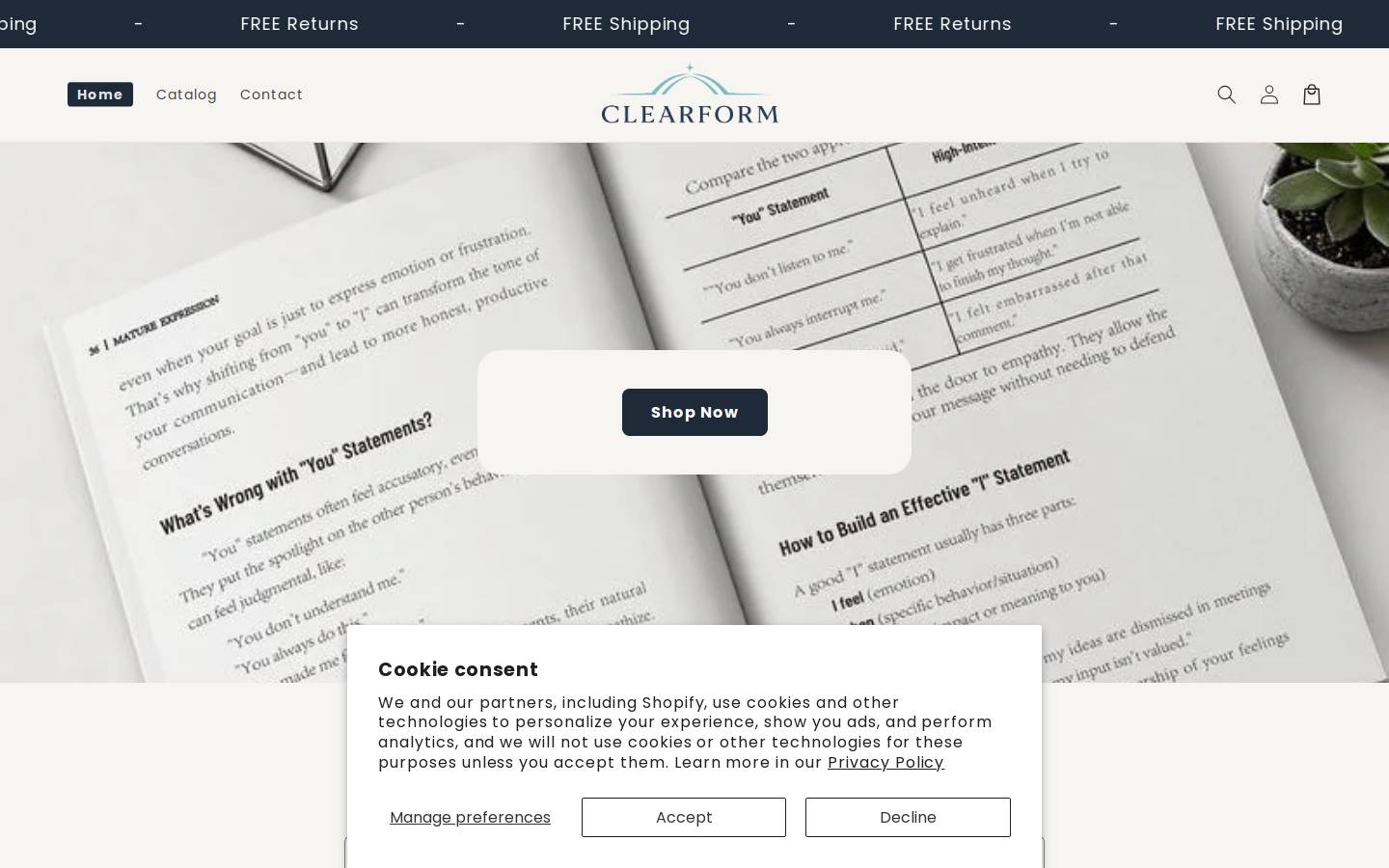 tryclearform.com homepage screenshot