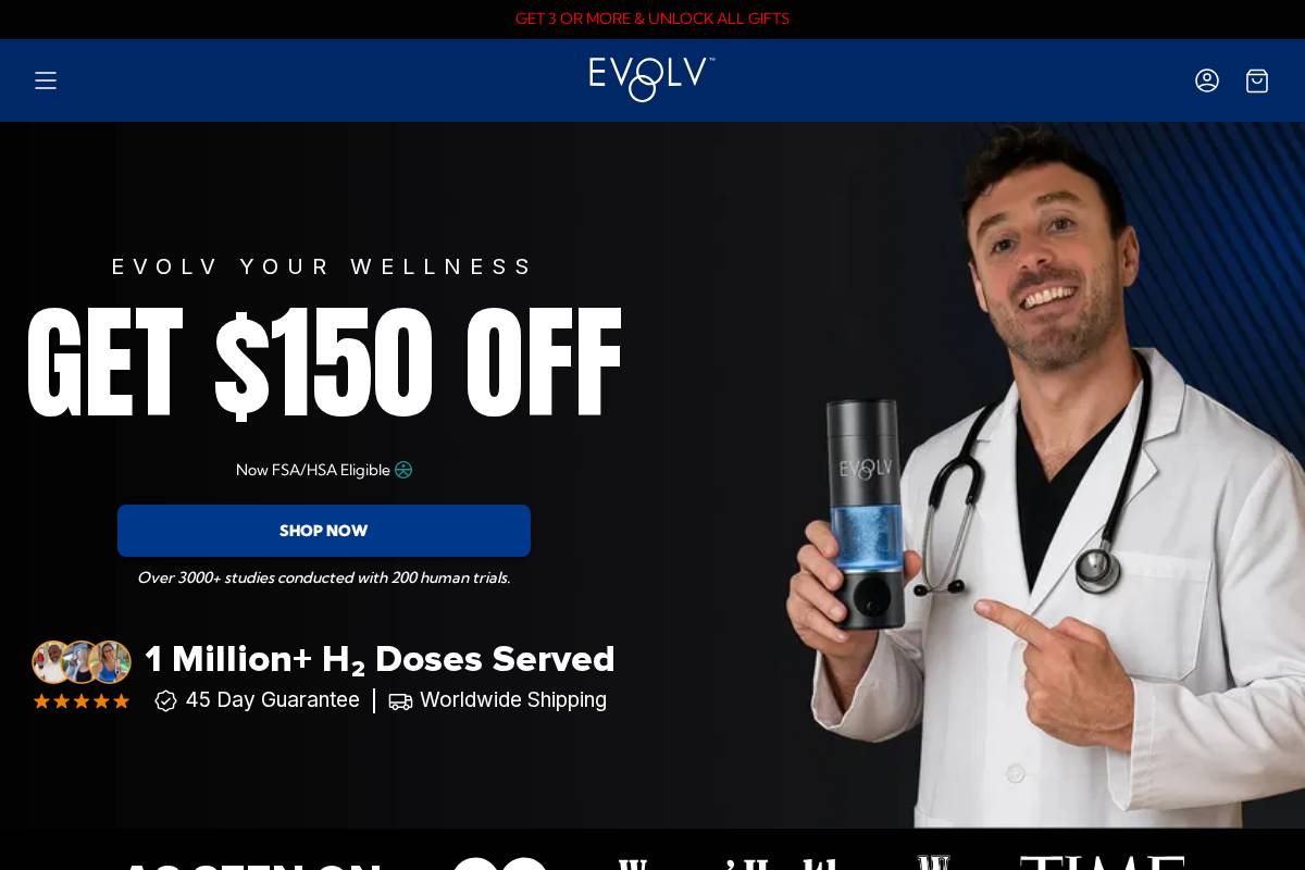 EVOLV homepage screenshot