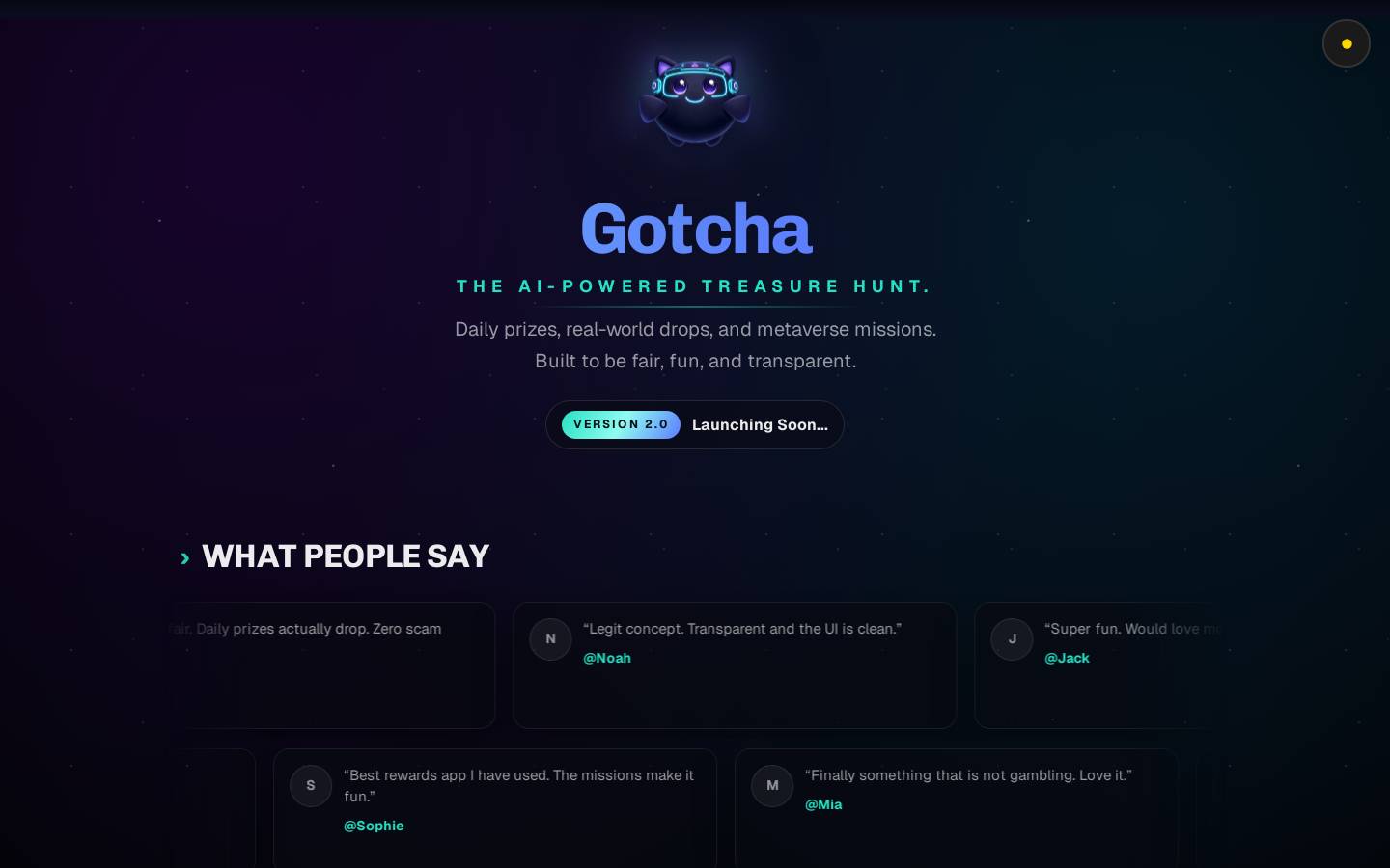 Trygotcha homepage screenshot