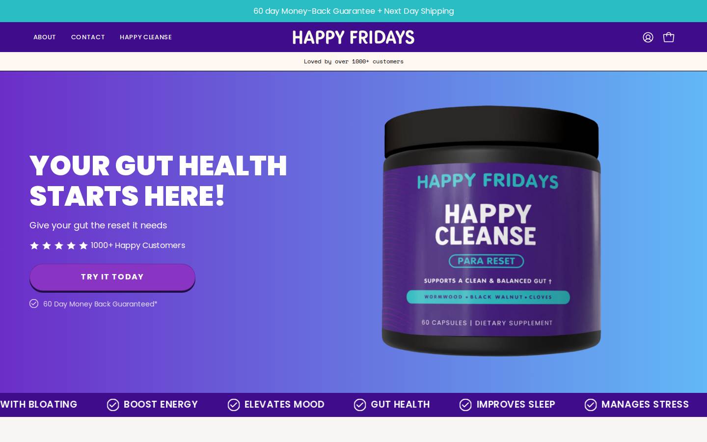 tryhappyfridays.com homepage screenshot