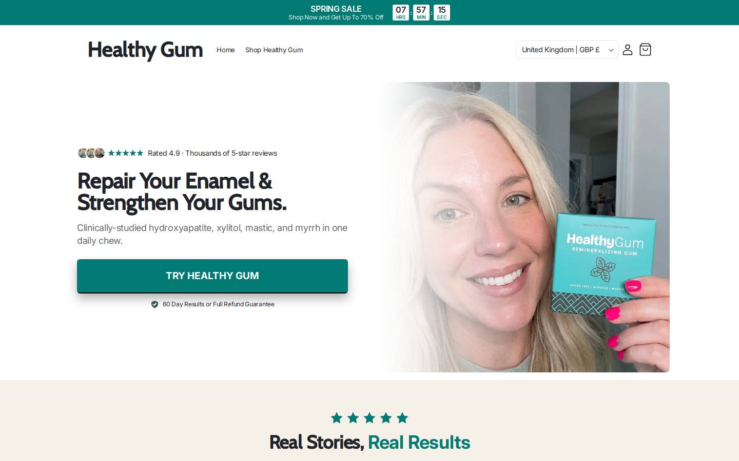 tryhealthygum.com homepage screenshot