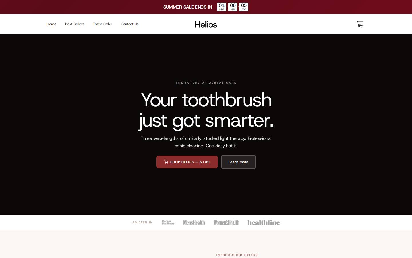 Tryhelios homepage screenshot