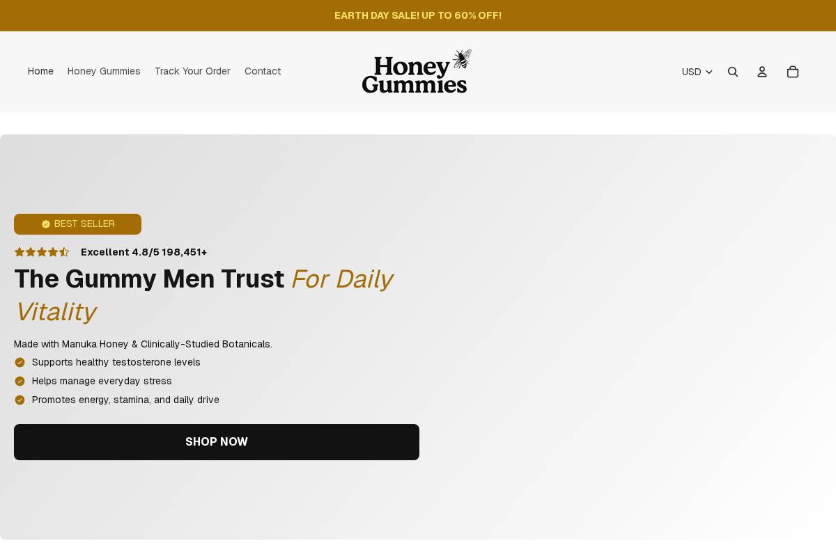 Tryhoneygummies homepage screenshot