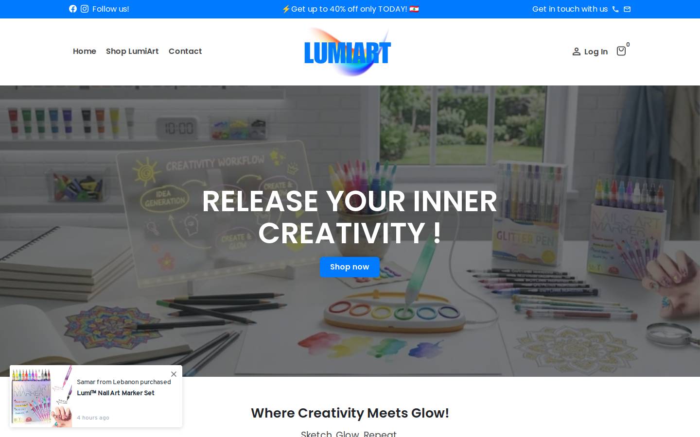 trylumiart.com homepage screenshot