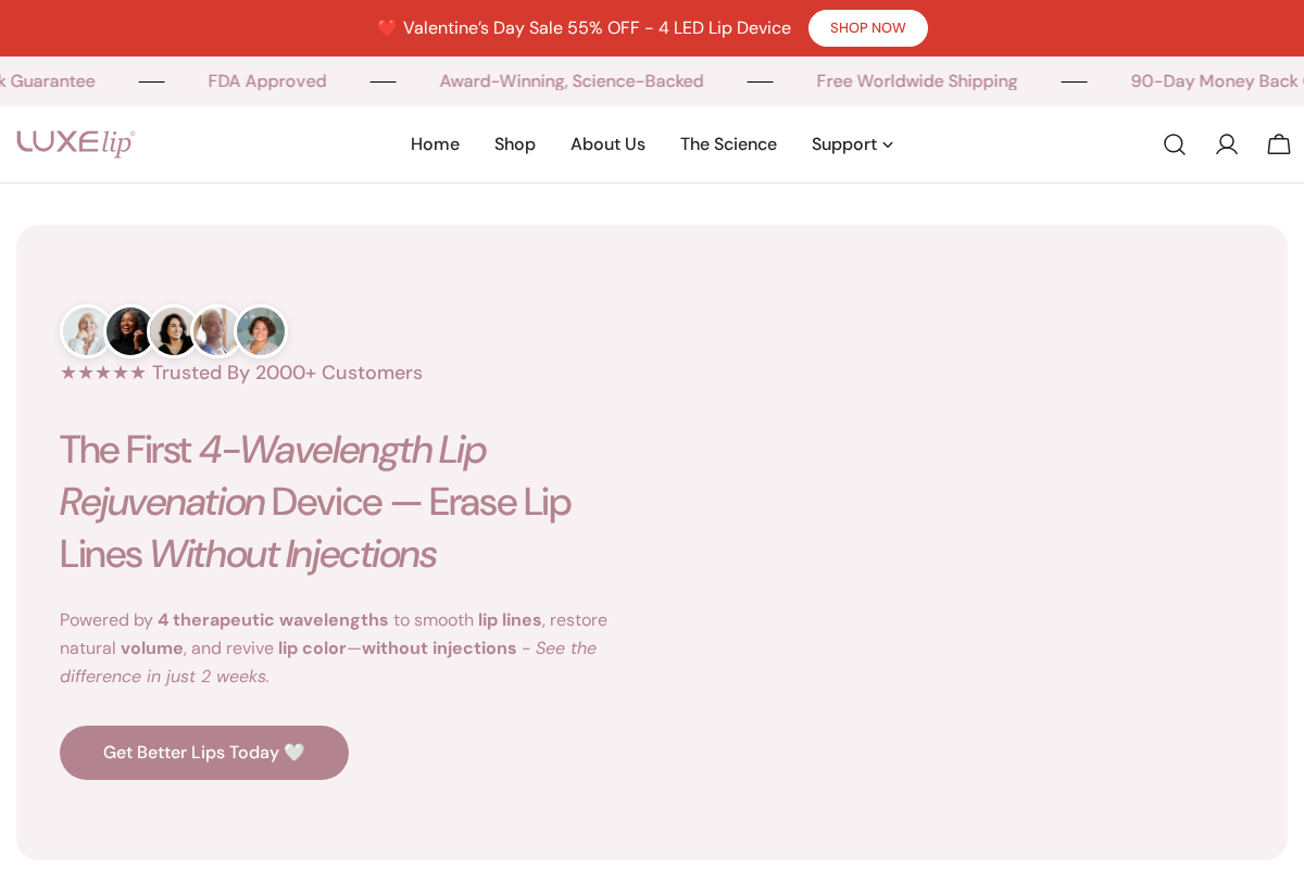 LuxeLip© homepage screenshot