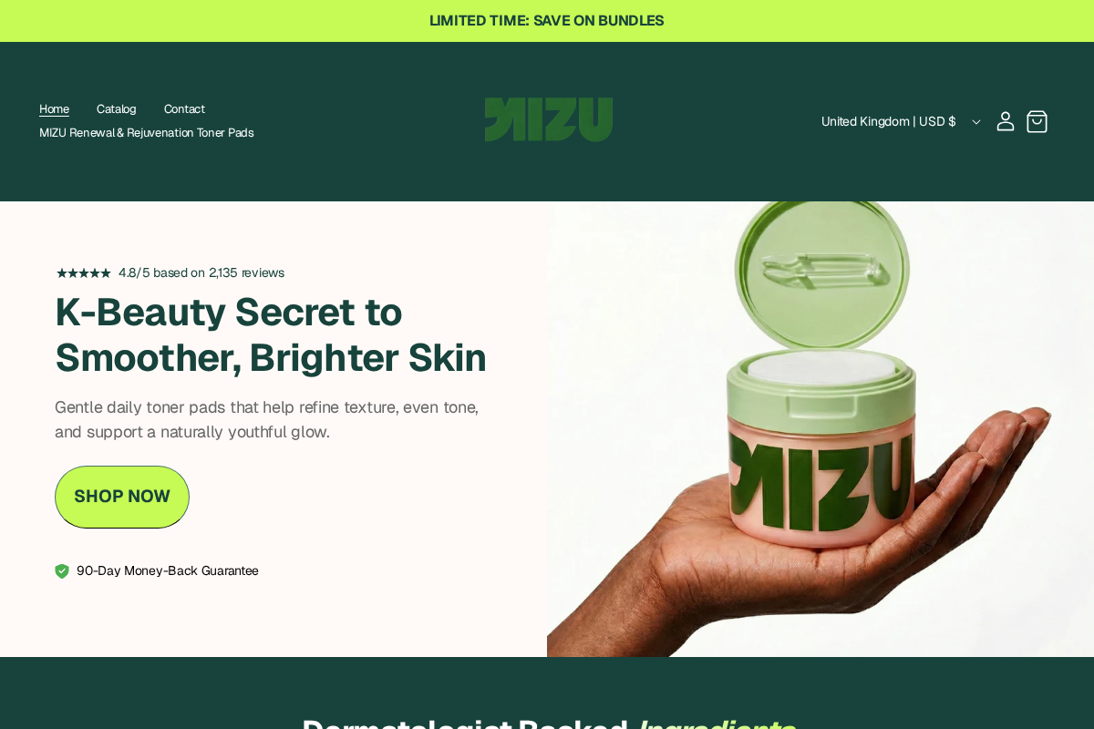 MizuSkin homepage screenshot