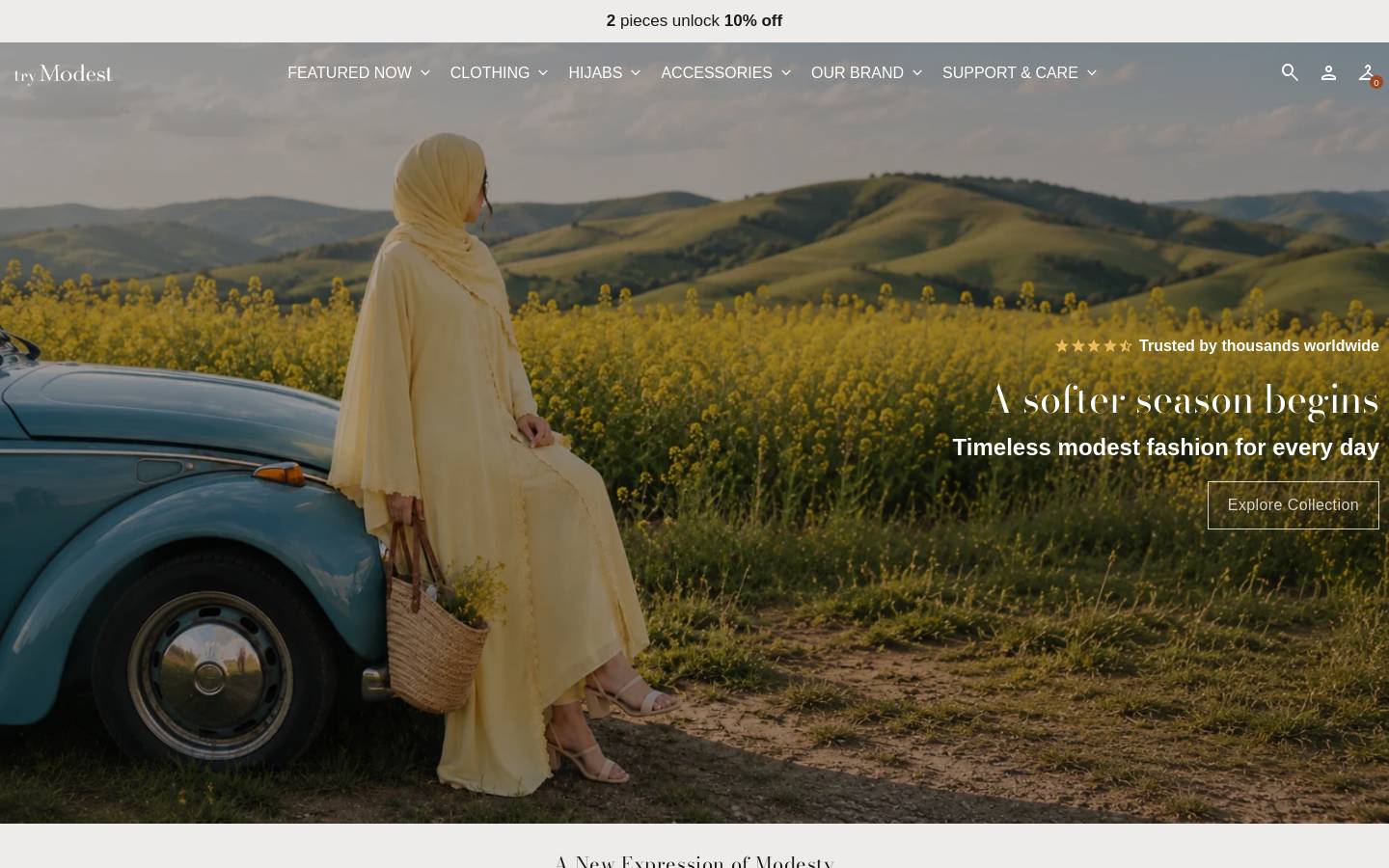 Trymodest homepage screenshot