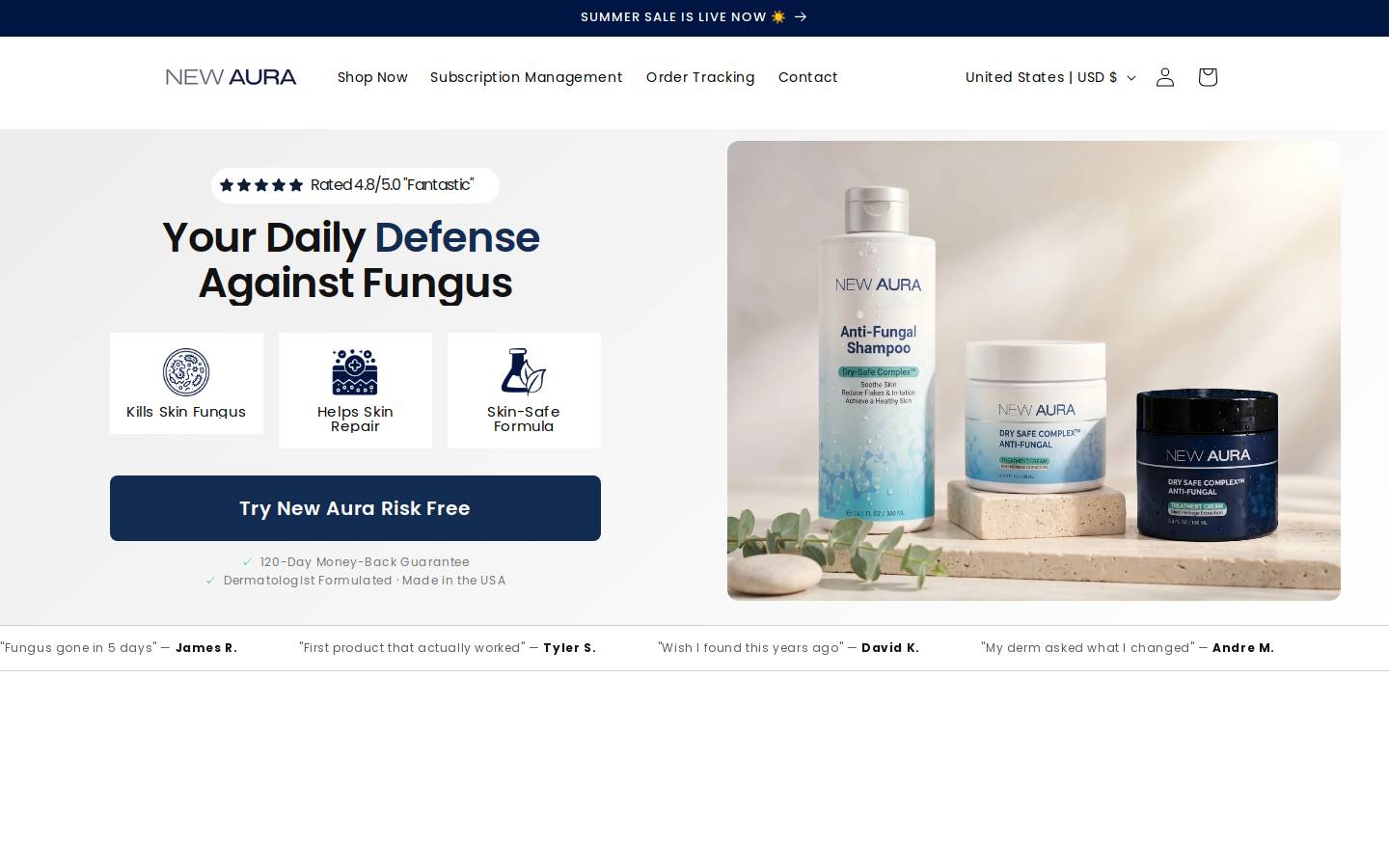 NewAura homepage screenshot