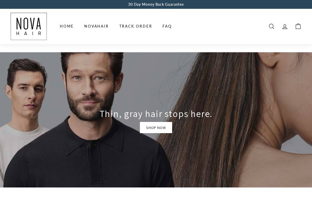 Trynovahair homepage screenshot