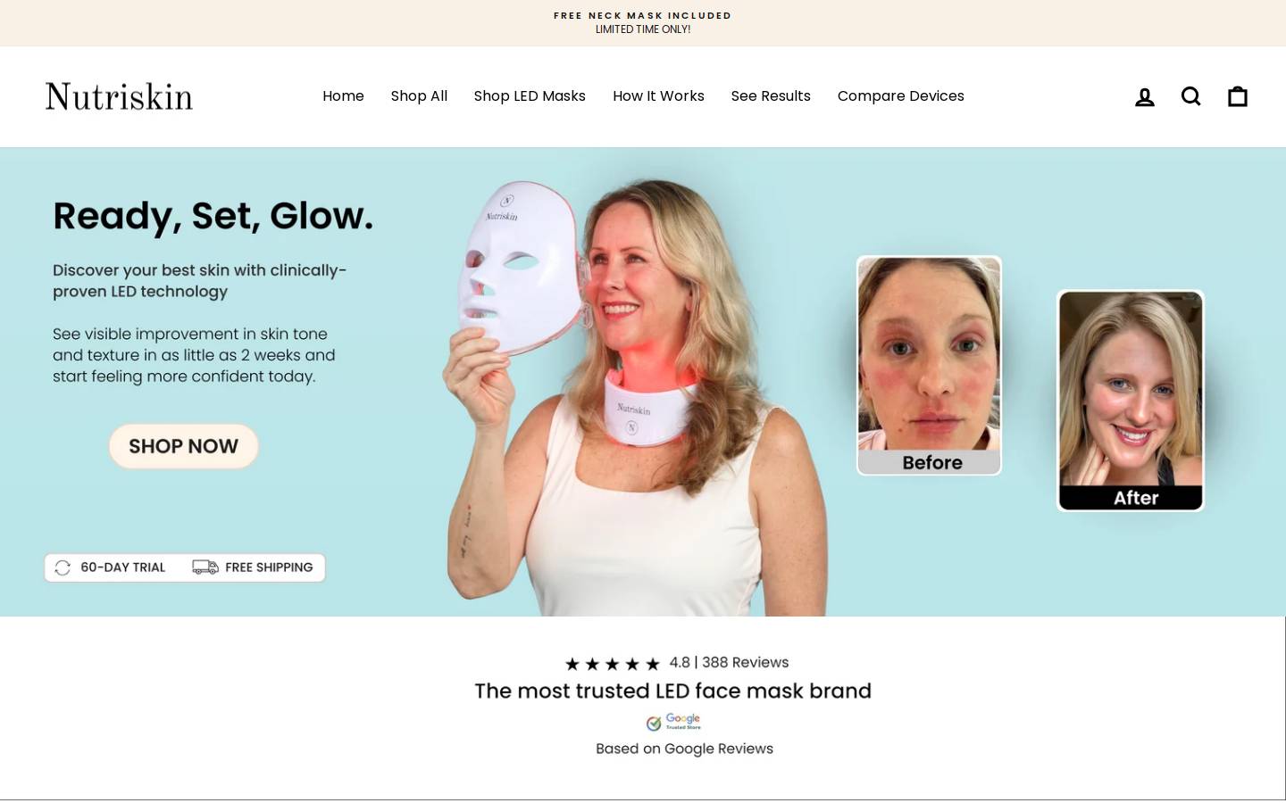 trynutriskin.com homepage screenshot