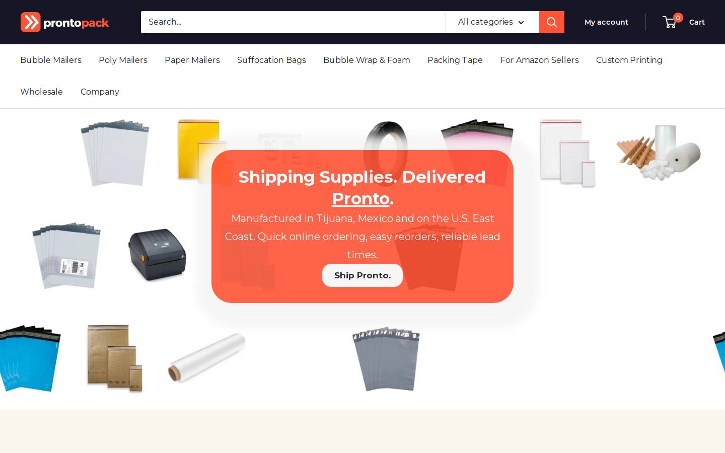 tryprontopack.com homepage screenshot