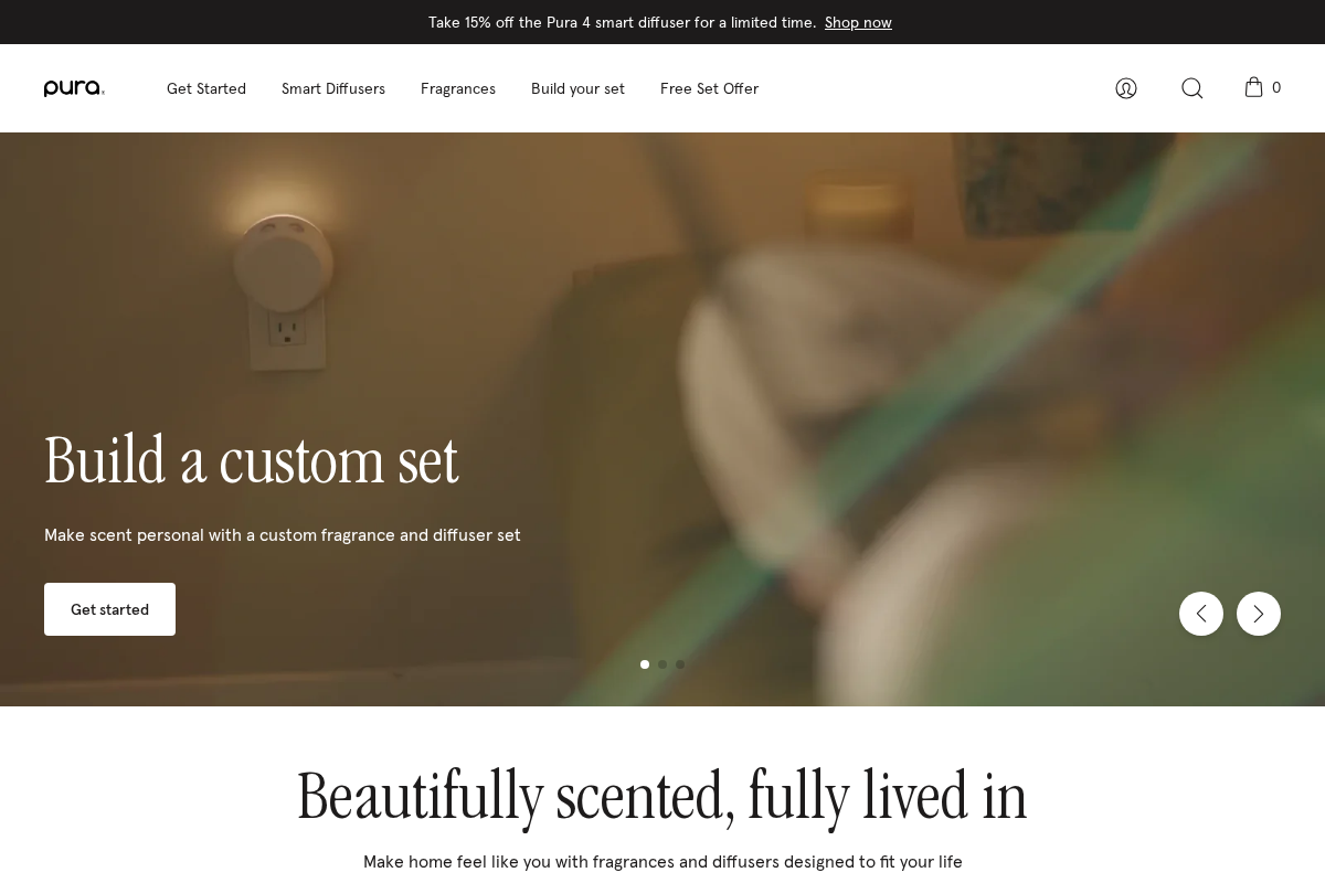 Pura homepage screenshot