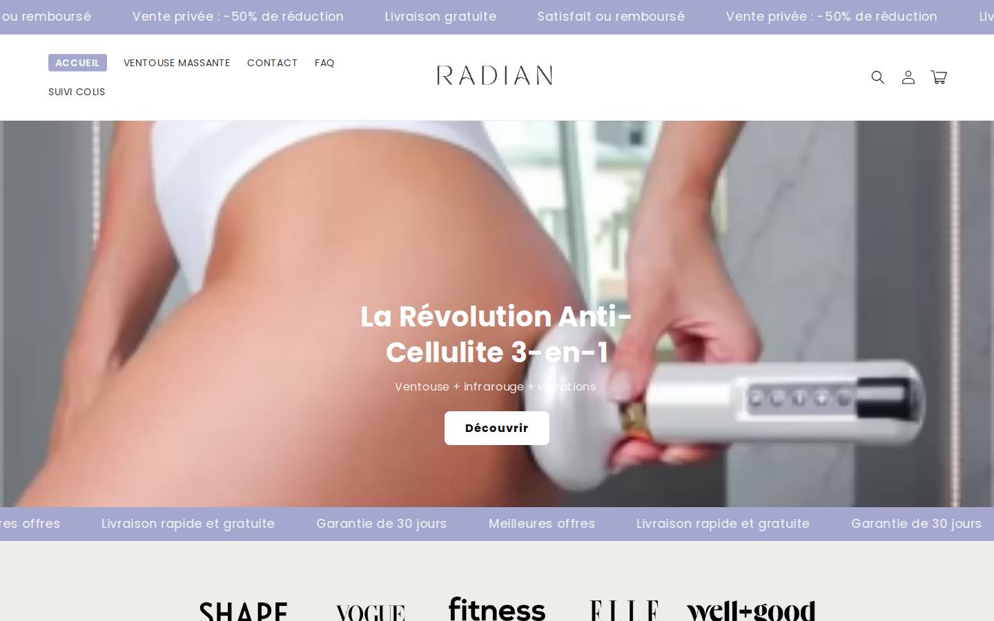 tryradian.com homepage screenshot