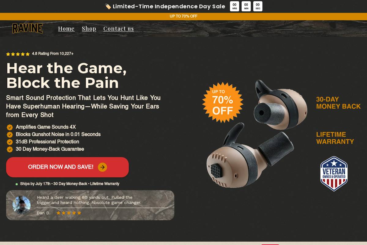 tryravine.com homepage screenshot