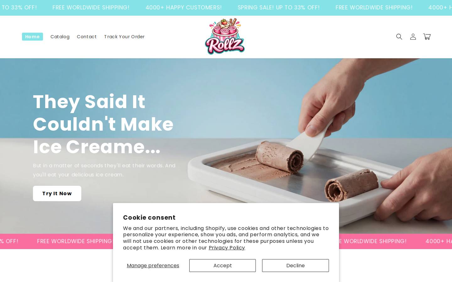 tryrollz.com homepage screenshot