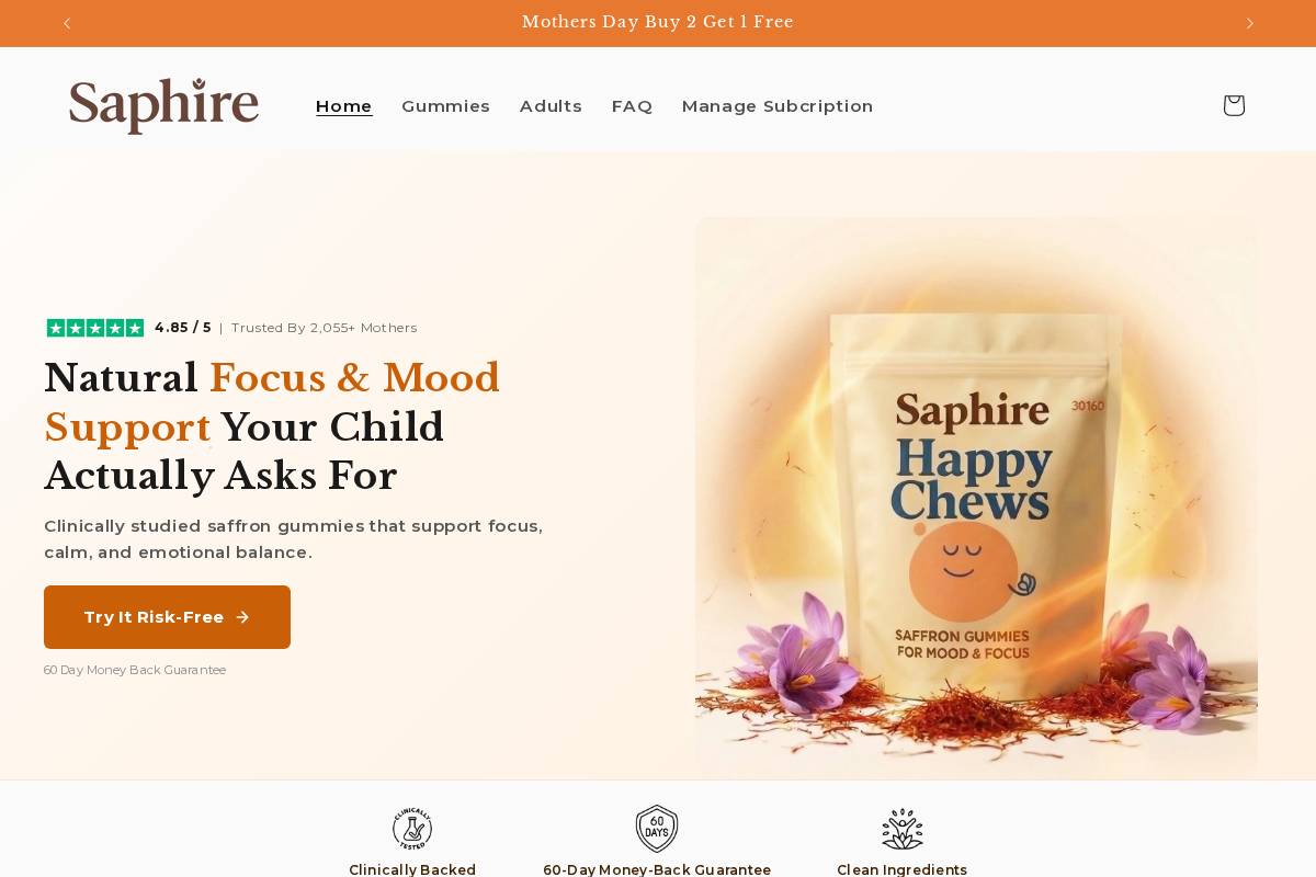 Trysaphire homepage screenshot