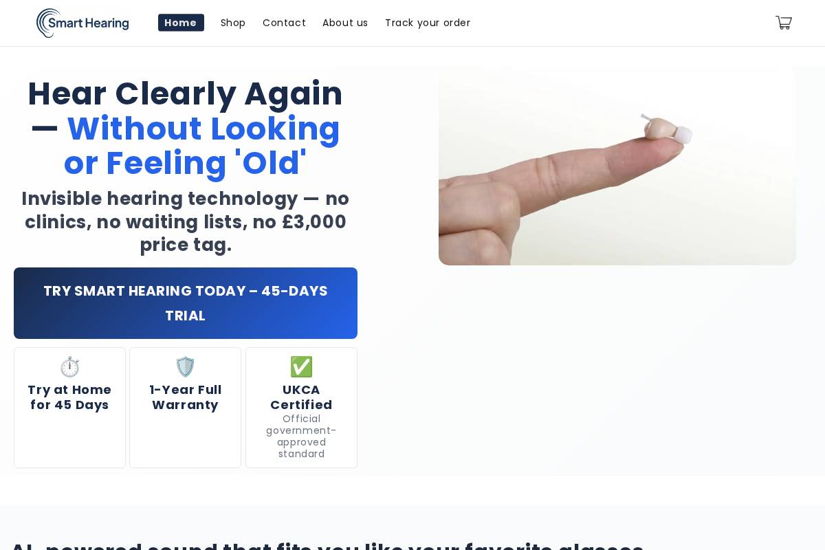 Trysmarthearing homepage screenshot